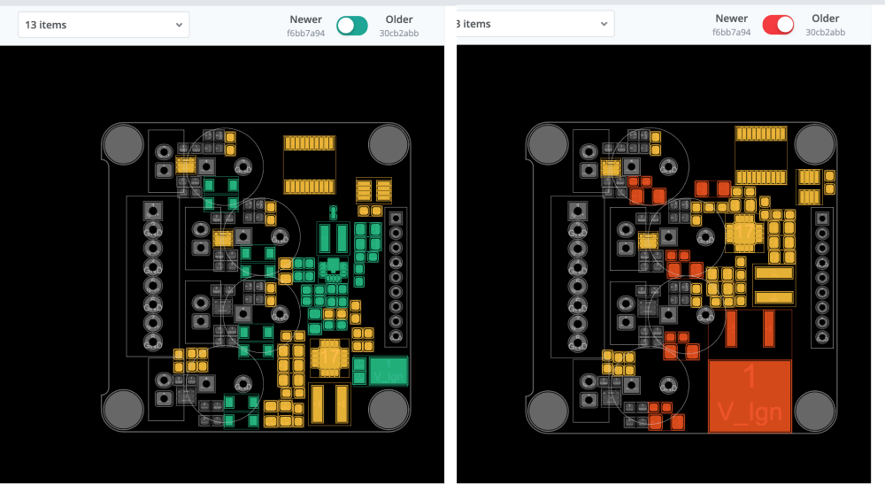 KiCad PCB layout diff